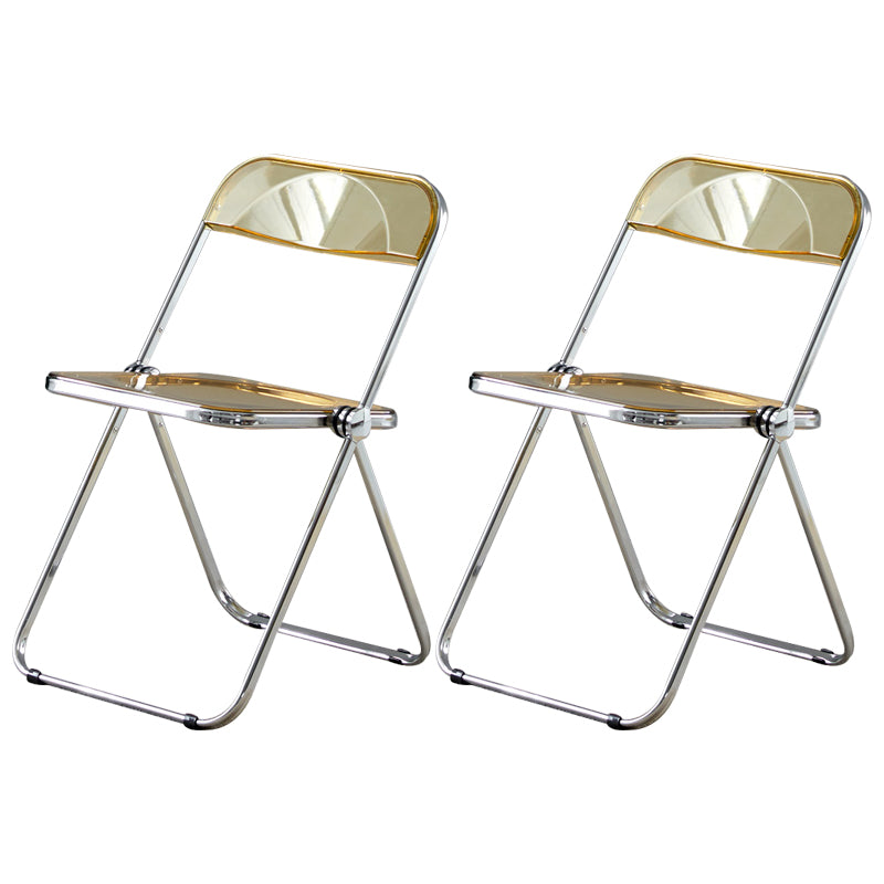 Open Back Dining Side Chair Foldable Armless Dining Chairs with Metal Legs