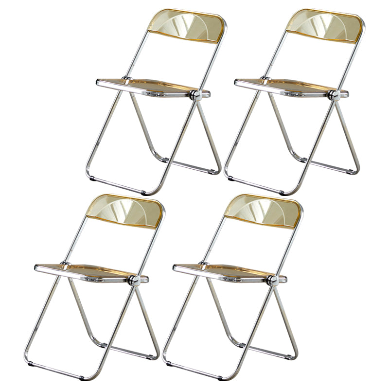 Open Back Dining Side Chair Foldable Armless Dining Chairs with Metal Legs