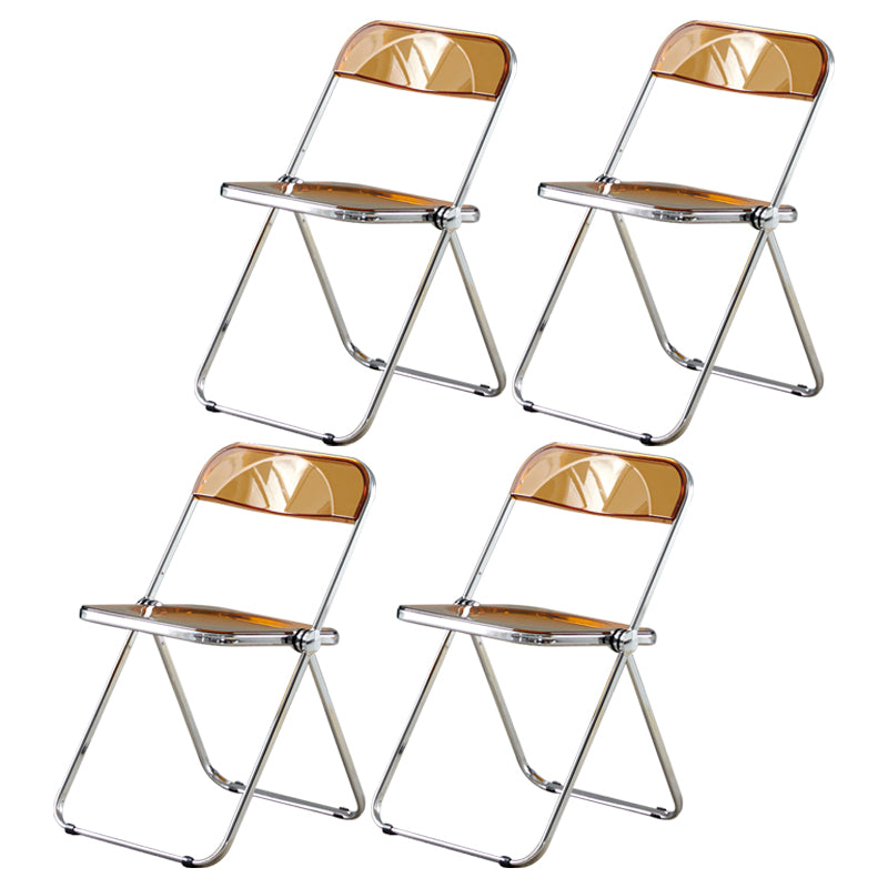 Open Back Dining Side Chair Foldable Armless Dining Chairs with Metal Legs