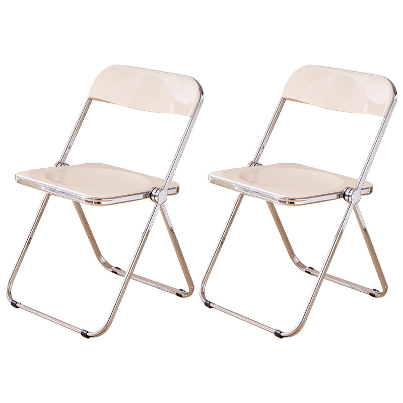 Open Back Dining Side Chair Foldable Armless Dining Chairs with Metal Legs