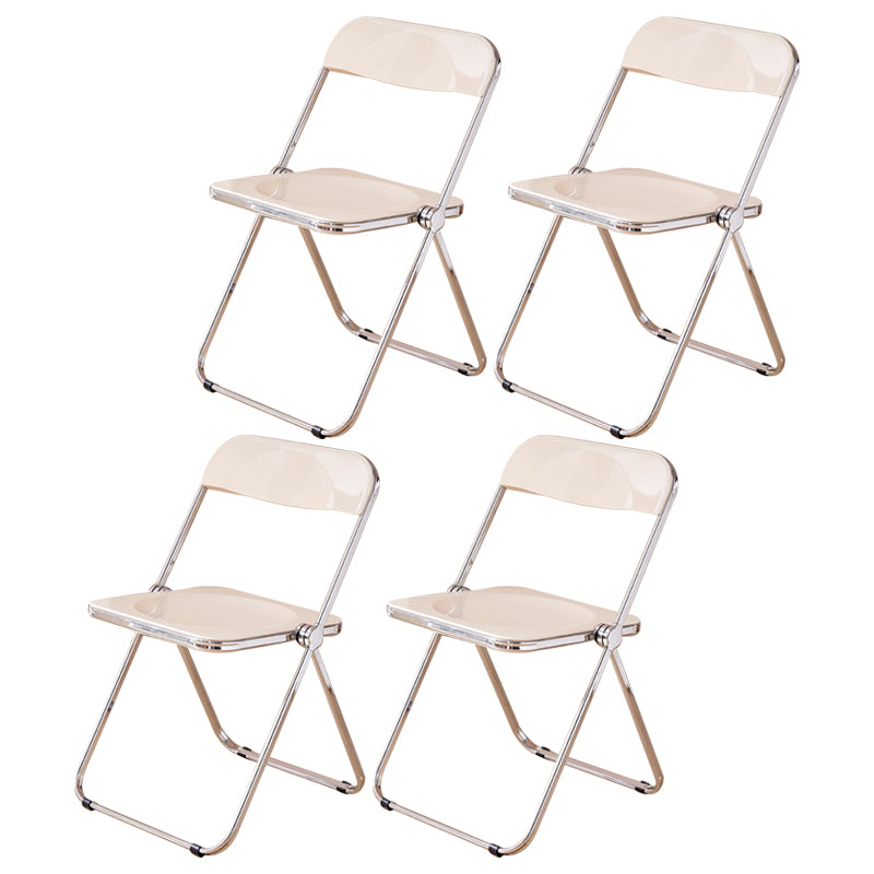 Open Back Dining Side Chair Foldable Armless Dining Chairs with Metal Legs