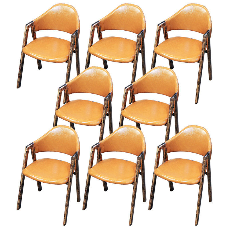 Industrial Style Leather Dining Side Chairs Open Back Dining Armless Chairs