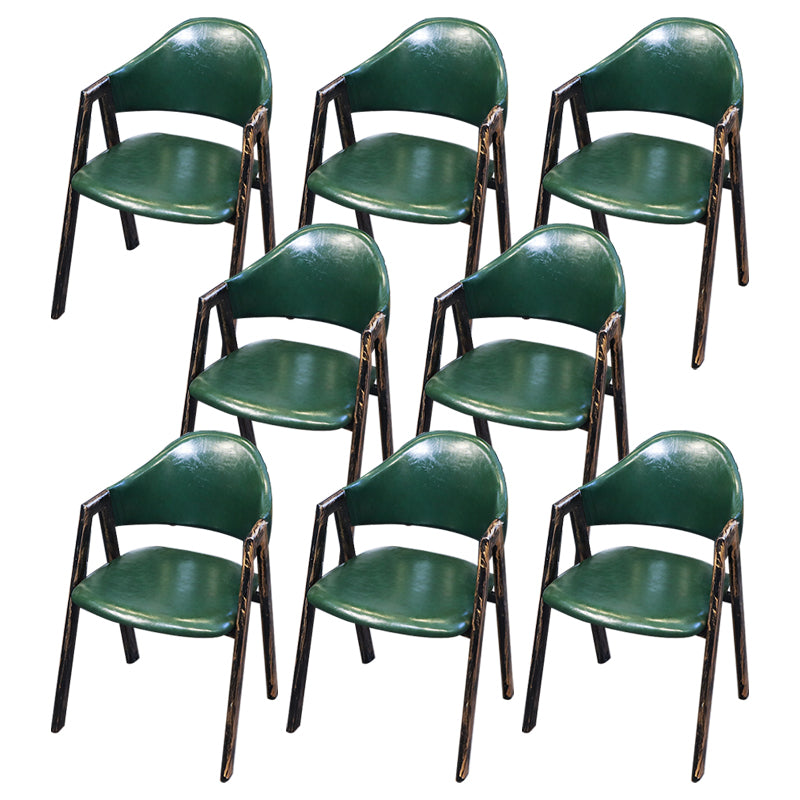 Industrial Style Leather Dining Side Chairs Open Back Dining Armless Chairs