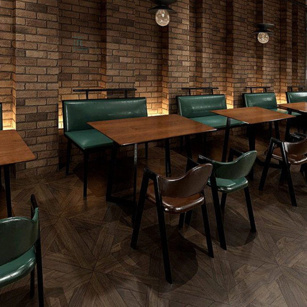 Industrial Style Leather Dining Side Chairs Open Back Dining Armless Chairs