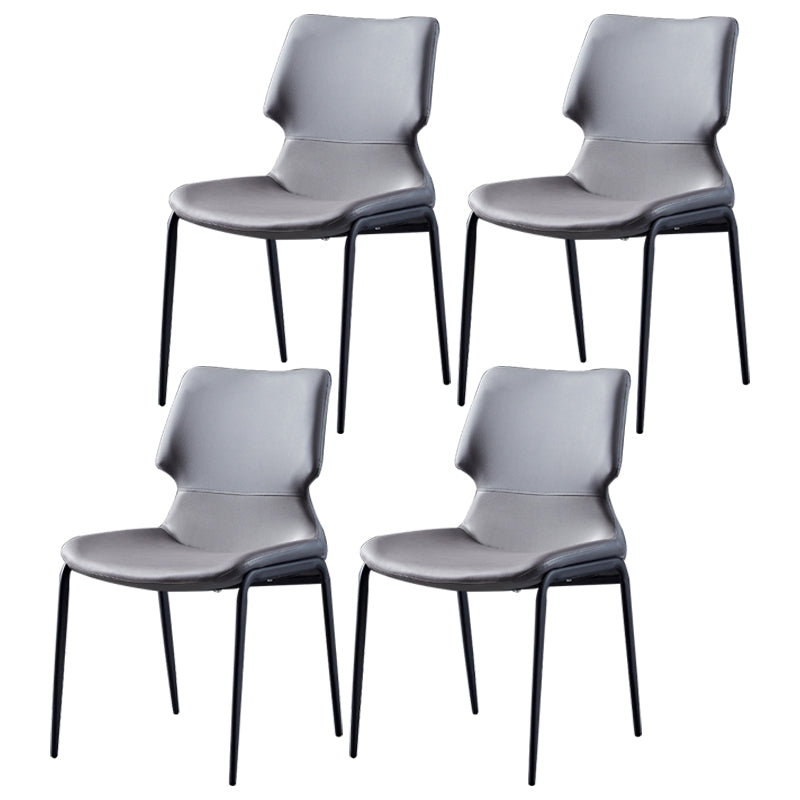 Chaises de salle à manger en cuir de style contemporain chaises sans bras avec des jambes en métal