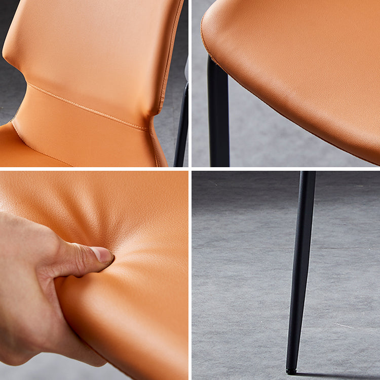 Chaises de salle à manger en cuir de style contemporain chaises sans bras avec des jambes en métal