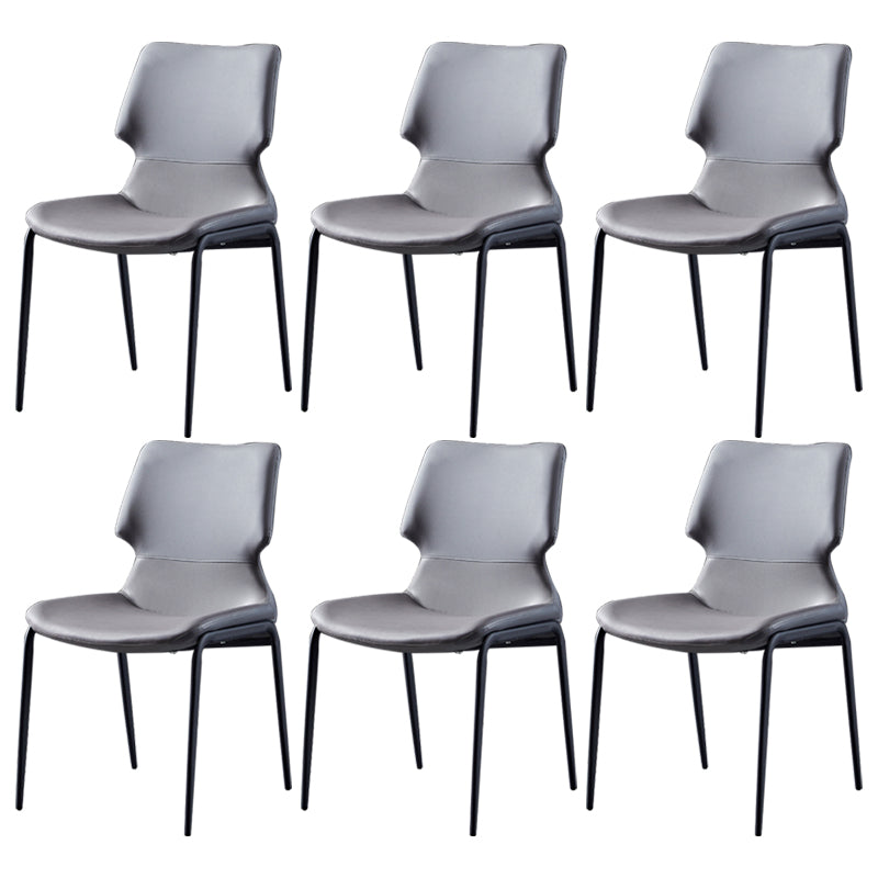 Chaises de salle à manger en cuir de style contemporain chaises sans bras avec des jambes en métal