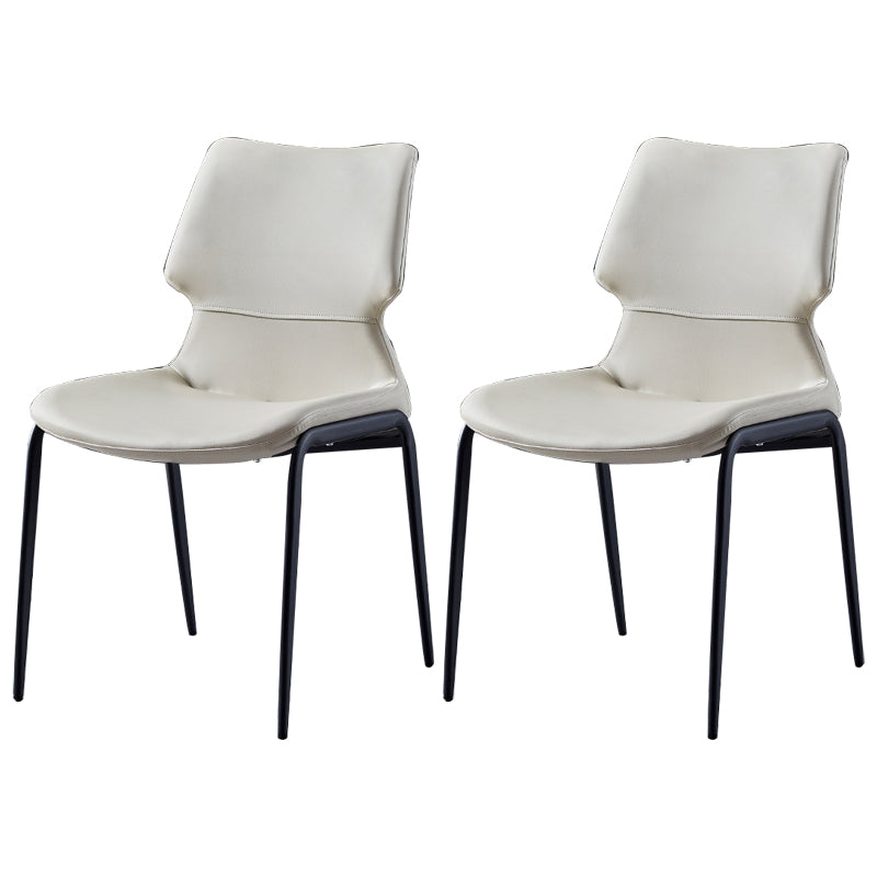 Chaises de salle à manger en cuir de style contemporain chaises sans bras avec des jambes en métal