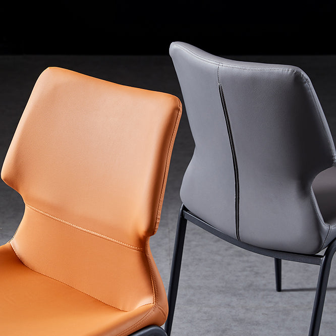 Chaises de salle à manger en cuir de style contemporain chaises sans bras avec des jambes en métal