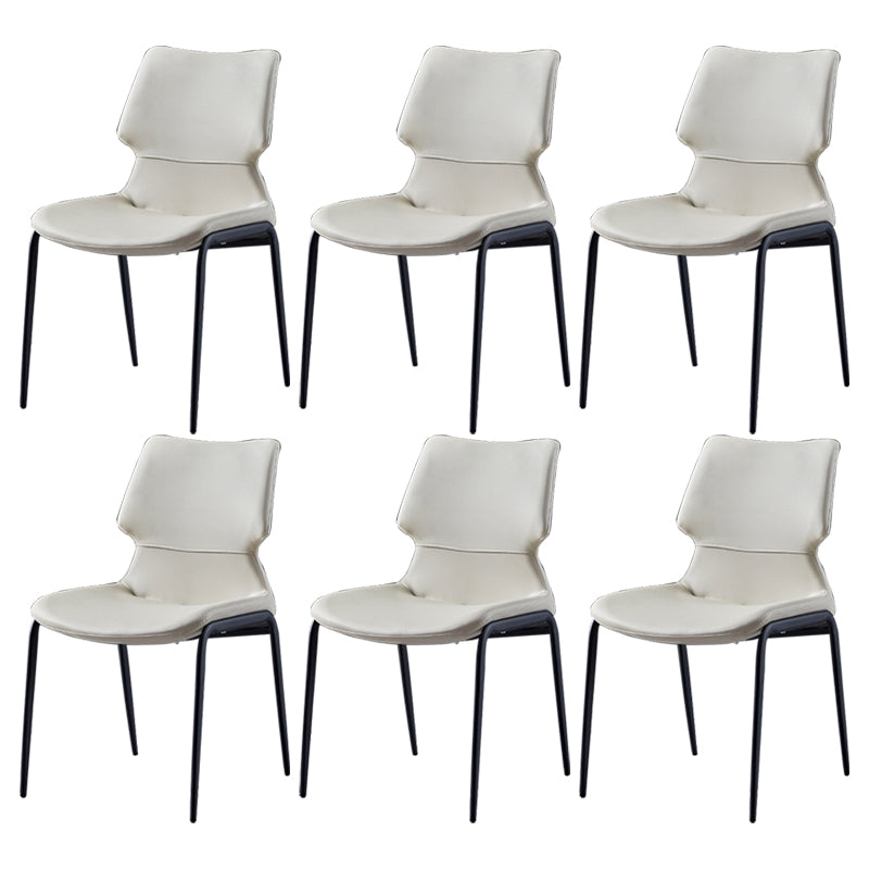 Chaises de salle à manger en cuir de style contemporain chaises sans bras avec des jambes en métal
