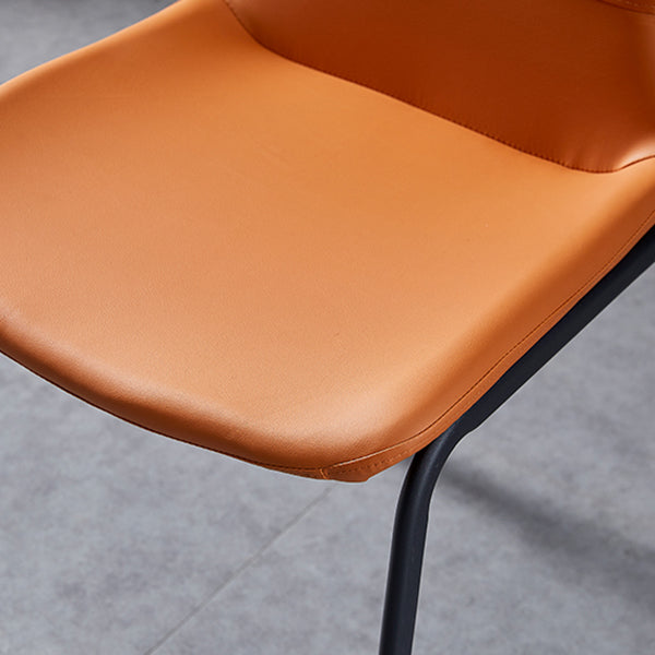 Chaises de salle à manger en cuir de style contemporain chaises sans bras avec des jambes en métal