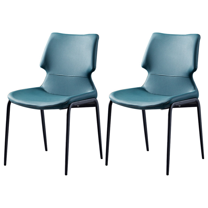 Chaises de salle à manger en cuir de style contemporain chaises sans bras avec des jambes en métal