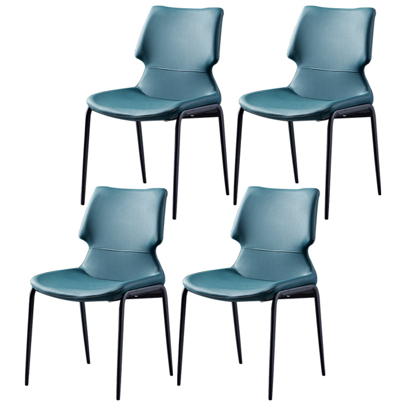 Chaises de salle à manger en cuir de style contemporain chaises sans bras avec des jambes en métal