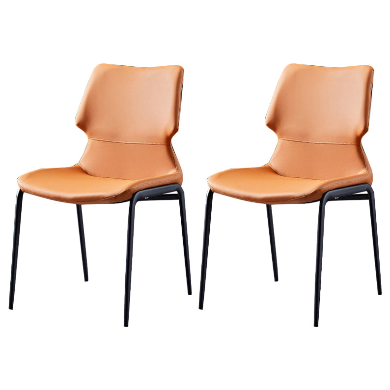 Chaises de salle à manger en cuir de style contemporain chaises sans bras avec des jambes en métal