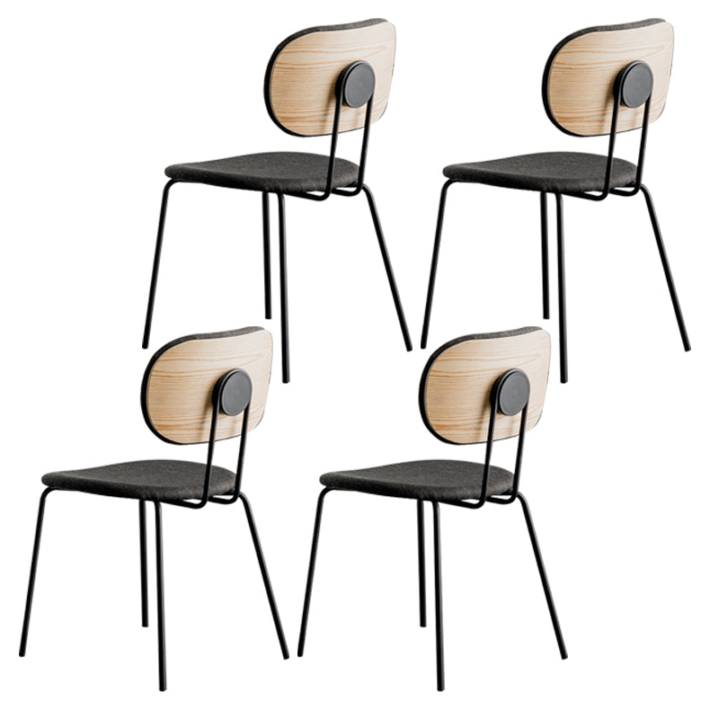 Industrial Style Linen Fabric Dining Chair Open Back Dining Side Armless Chair