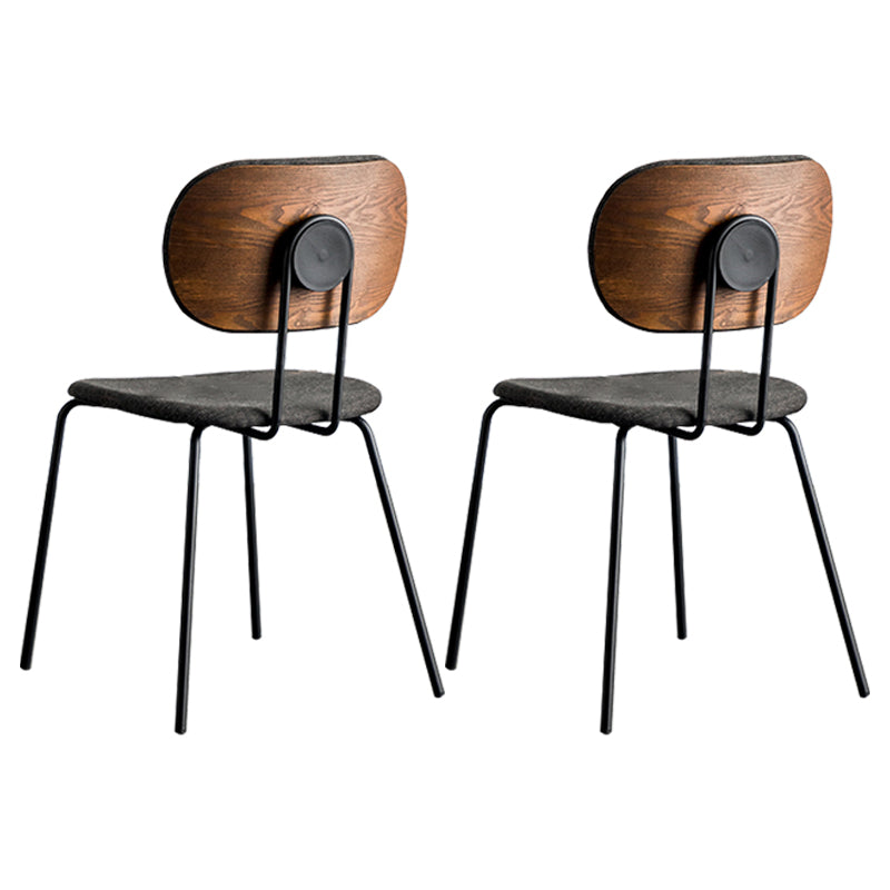 Industrial Style Linen Fabric Dining Chair Open Back Dining Side Armless Chair