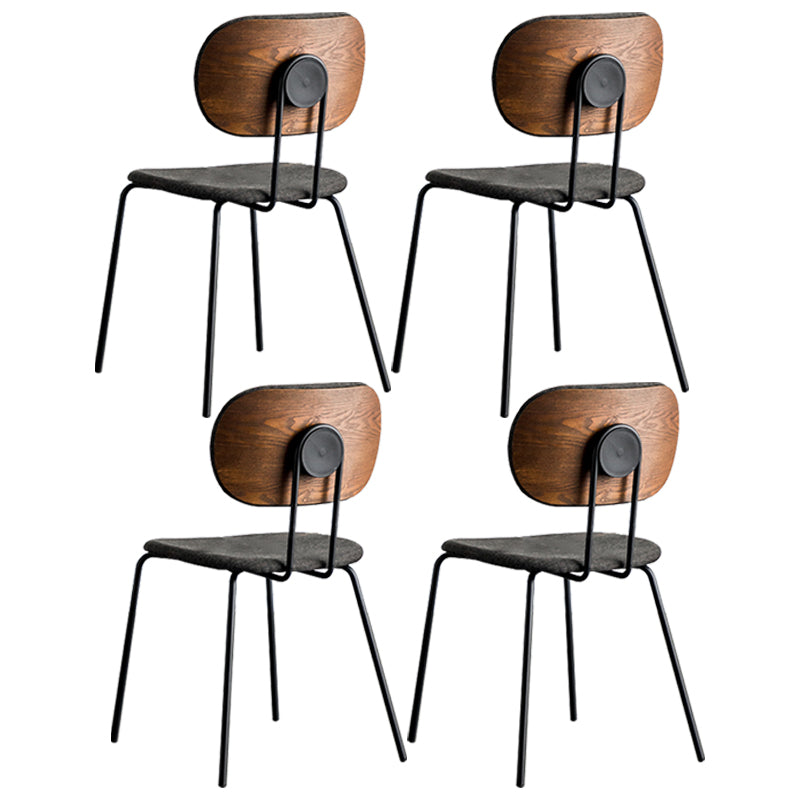 Industrial Style Linen Fabric Dining Chair Open Back Dining Side Armless Chair