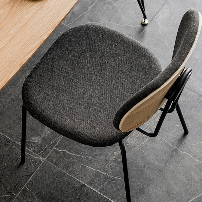 Industrial Style Linen Fabric Dining Chair Open Back Dining Side Armless Chair