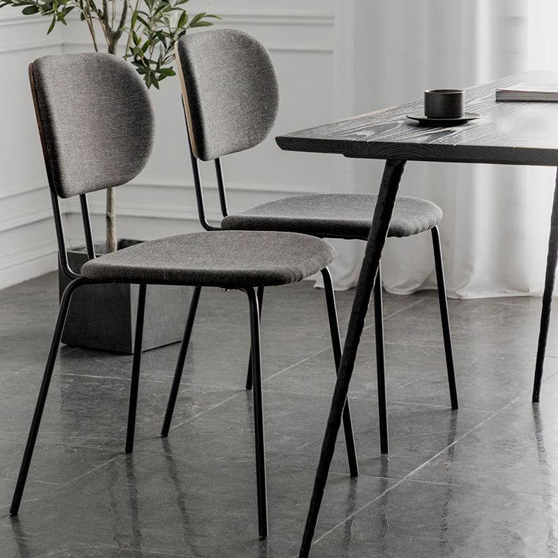 Industrial Style Linen Fabric Dining Chair Open Back Dining Side Armless Chair