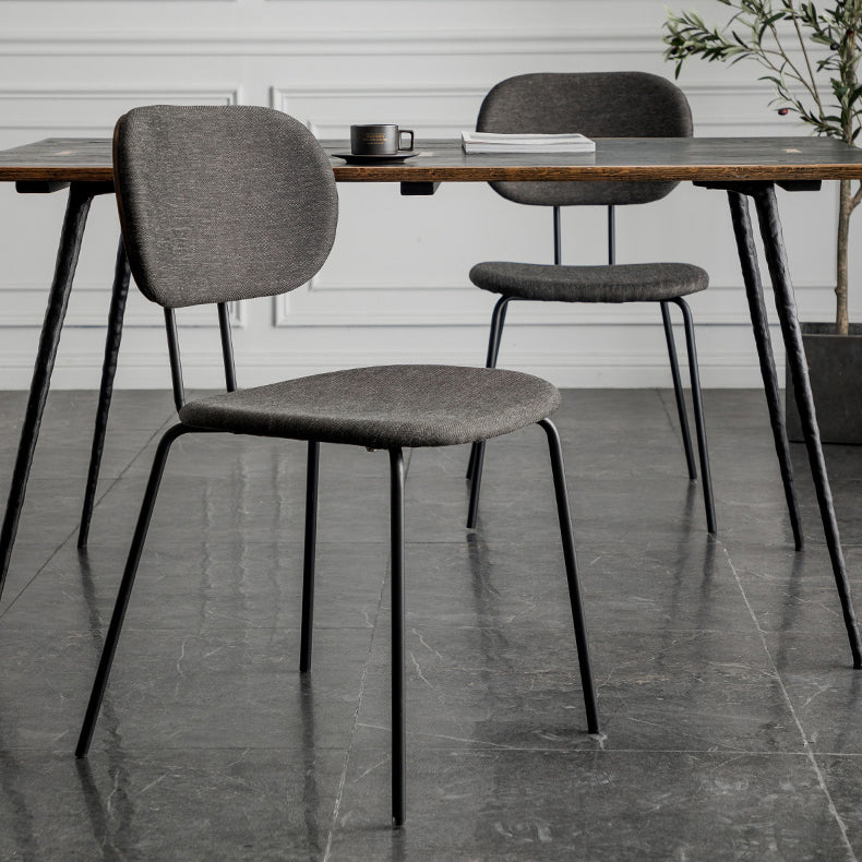 Industrial Style Linen Fabric Dining Chair Open Back Dining Side Armless Chair