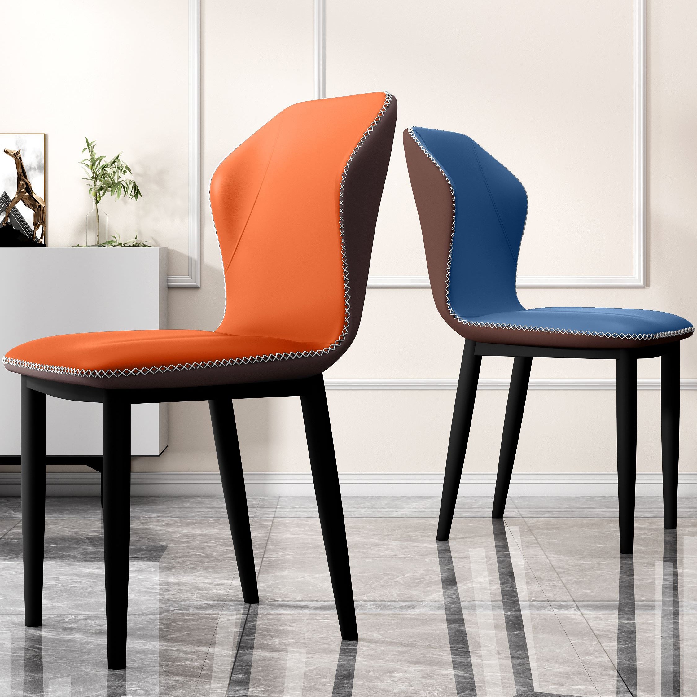 Silla lateral casera escandinava tapizada con respaldo mate Silla de comedor