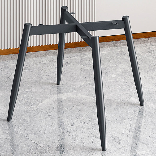 Home Scandinavian Side Chair Solid Back Metal Dining Room Chair with Black Legs