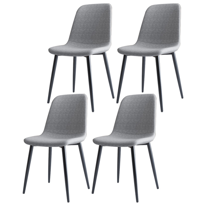 Home Scandinavian Side Chair Solid Back Metal Dining Room Chair with Black Legs