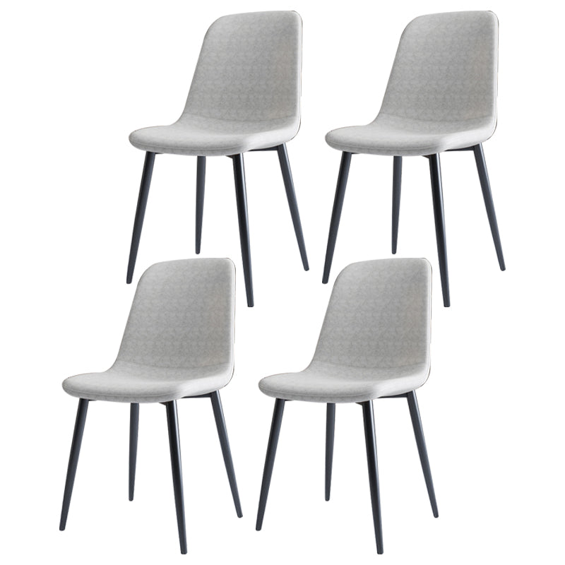 Home Scandinavian Side Chair Solid Back Metal Dining Room Chair with Black Legs