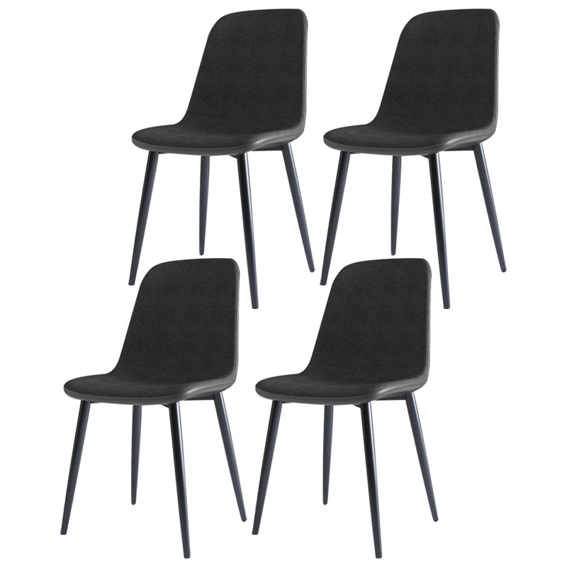 Home Scandinavian Side Chair Solid Back Metal Dining Room Chair with Black Legs