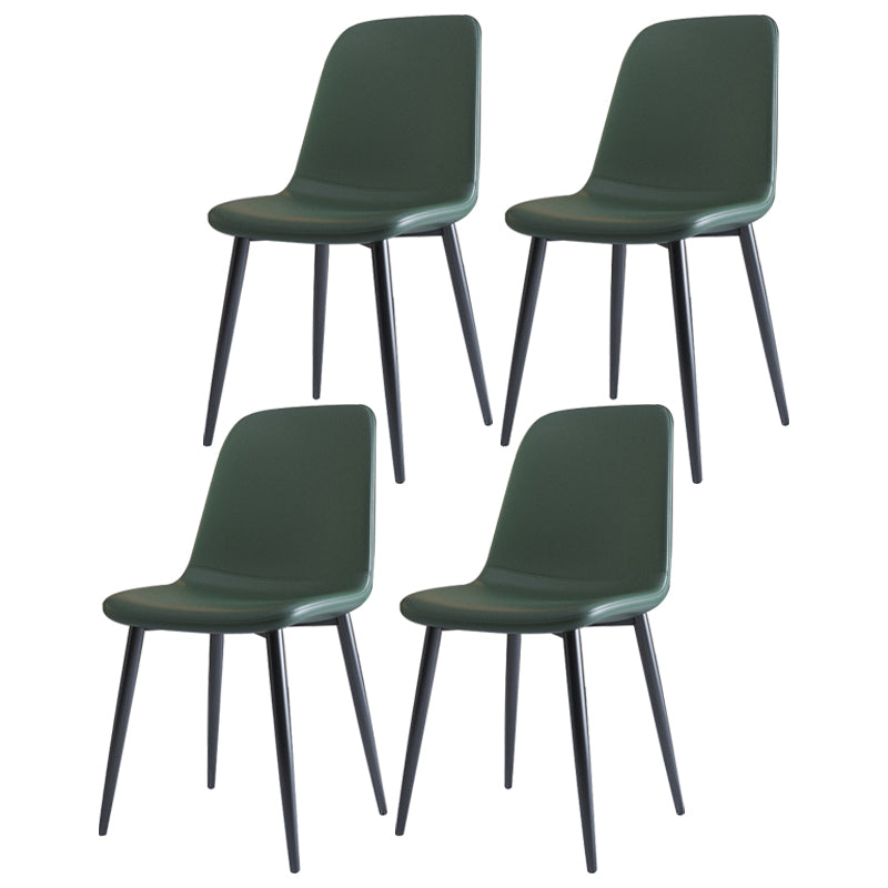 Home Scandinavian Side Chair Solid Back Metal Dining Room Chair with Black Legs