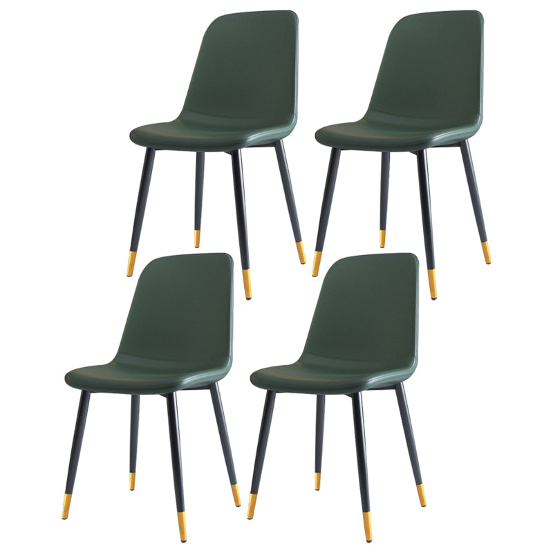 Home Scandinavian Side Chair Solid Back Metal Dining Room Chair with Black Legs
