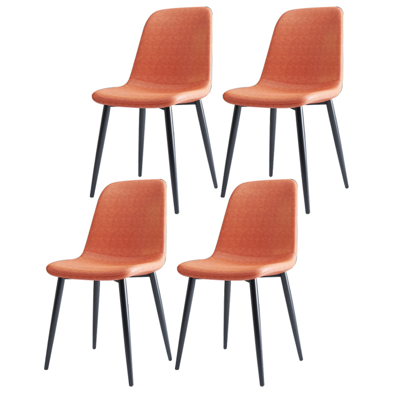 Home Scandinavian Side Chair Solid Back Metal Dining Room Chair with Black Legs