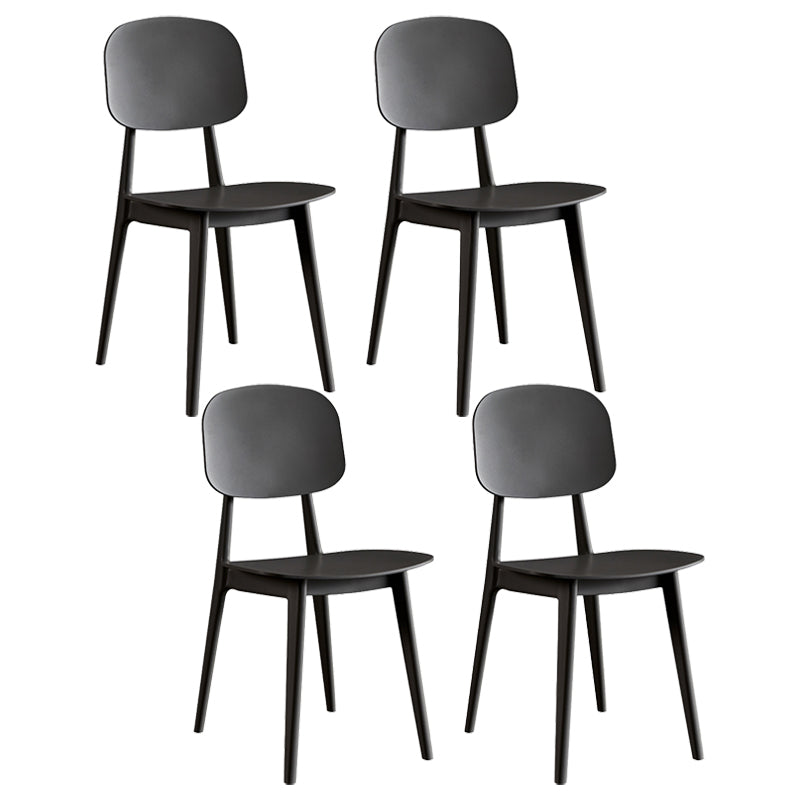 Contemporary Plastic Dining Chairs Open Back Dining Side Armless Chairs for Kitchen