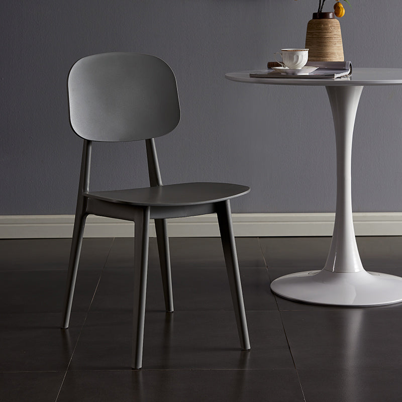 Contemporary Plastic Dining Chairs Open Back Dining Side Armless Chairs for Kitchen
