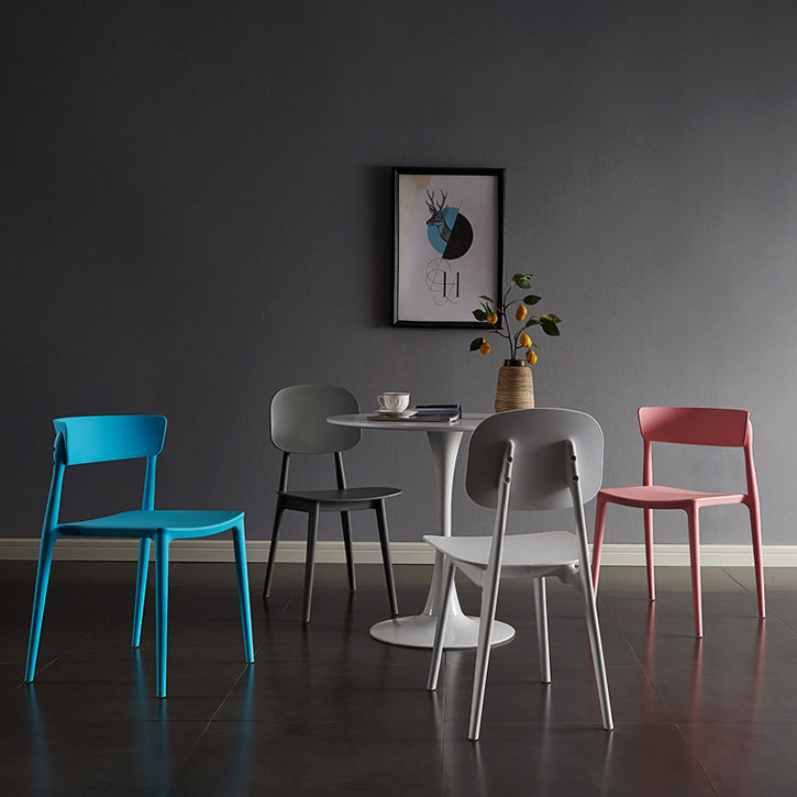 Contemporary Plastic Dining Chairs Open Back Dining Side Armless Chairs for Kitchen