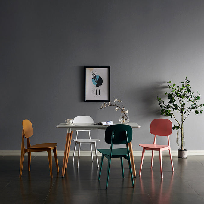 Contemporary Plastic Dining Chairs Open Back Dining Side Armless Chairs for Kitchen