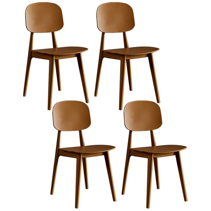 Contemporary Plastic Dining Chairs Open Back Dining Side Armless Chairs for Kitchen