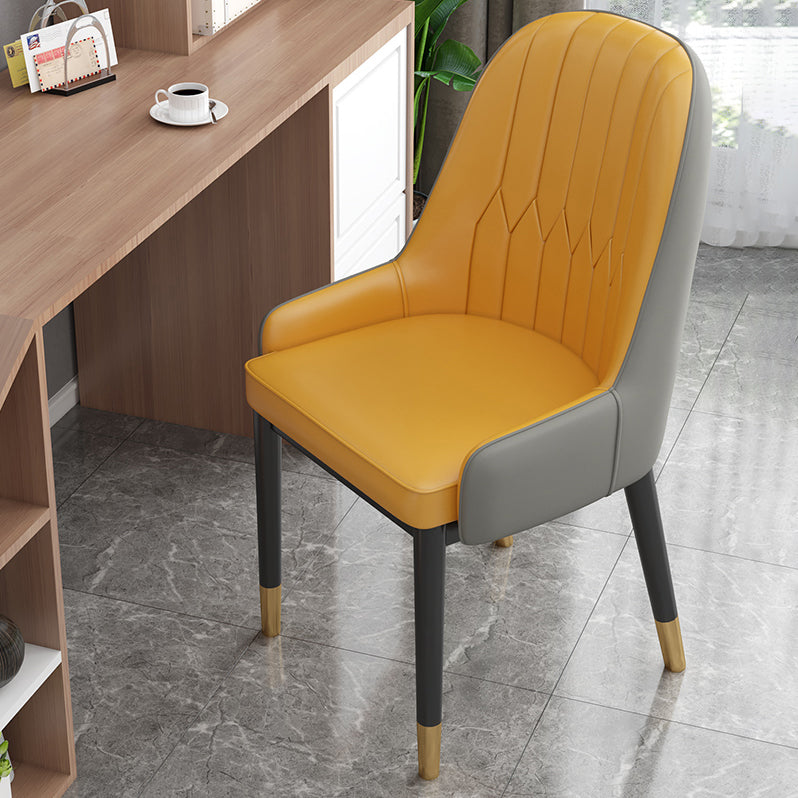 Scandinavian Style Metal Dining Chair Dining Room Upholstered Parsons Armless Chair