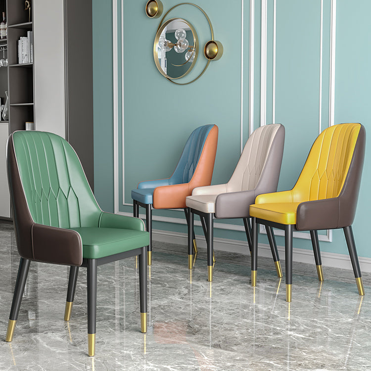 Scandinavian Style Metal Dining Chair Dining Room Upholstered Parsons Armless Chair