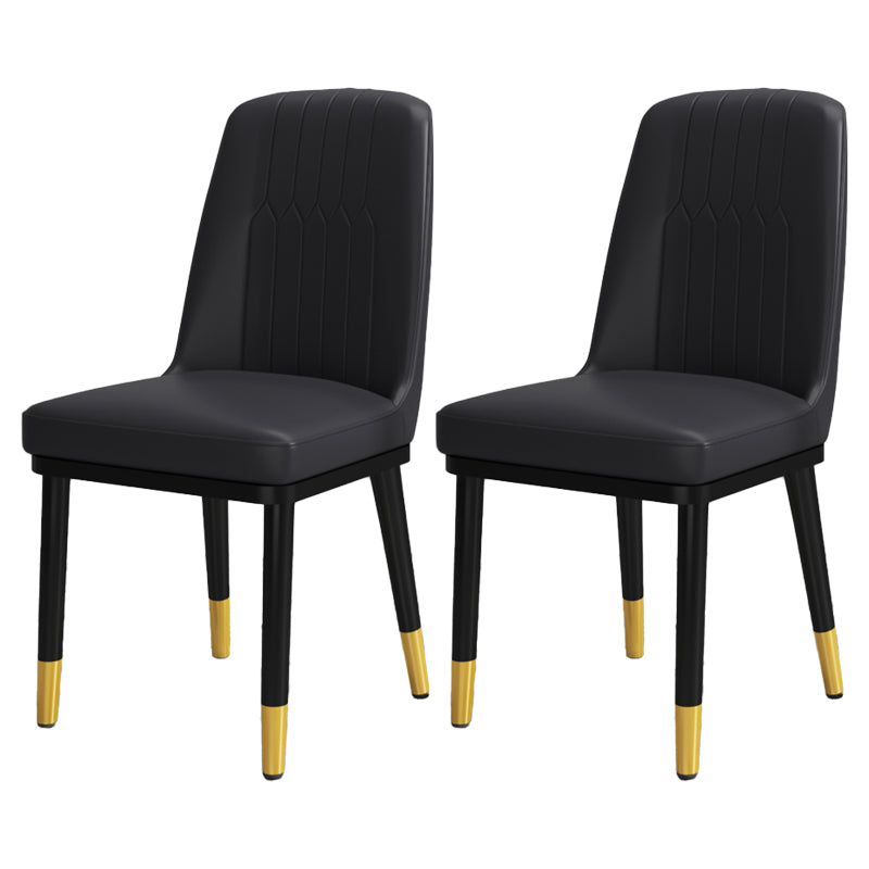 Scandinavian Style Metal Dining Chair Dining Room Upholstered Parsons Armless Chair