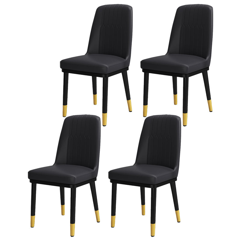 Scandinavian Style Metal Dining Chair Dining Room Upholstered Parsons Armless Chair