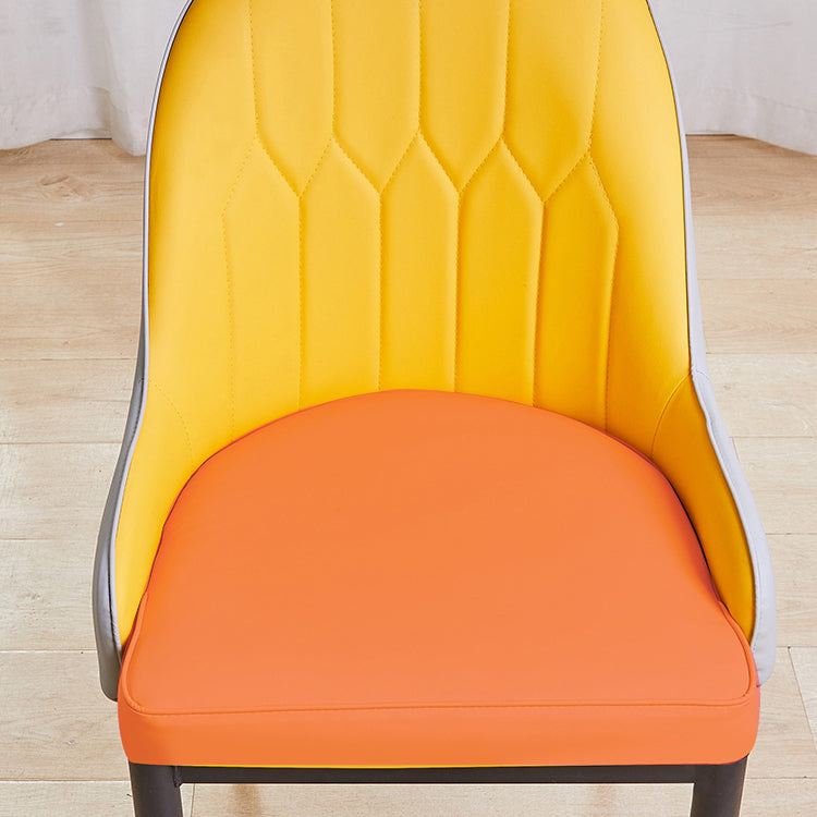 Scandinavian Style Metal Dining Chair Dining Room Upholstered Parsons Armless Chair