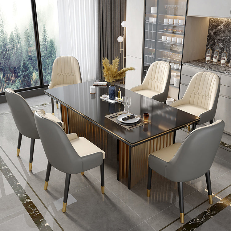 Scandinavian Style Metal Dining Chair Dining Room Upholstered Parsons Armless Chair