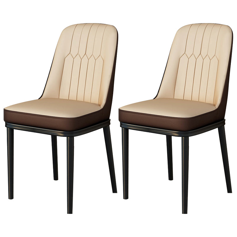 Scandinavian Style Metal Dining Chair Dining Room Upholstered Parsons Armless Chair
