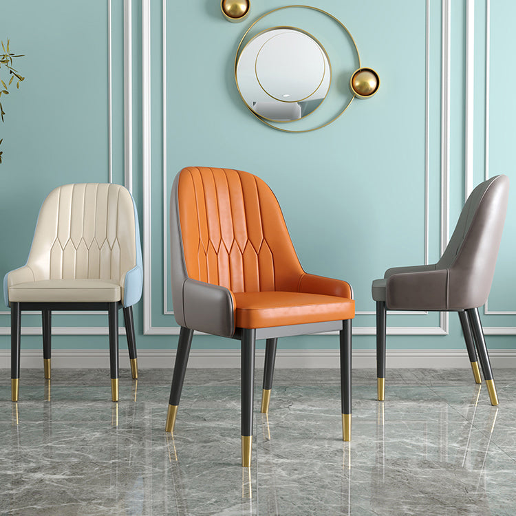 Scandinavian Style Metal Dining Chair Dining Room Upholstered Parsons Armless Chair