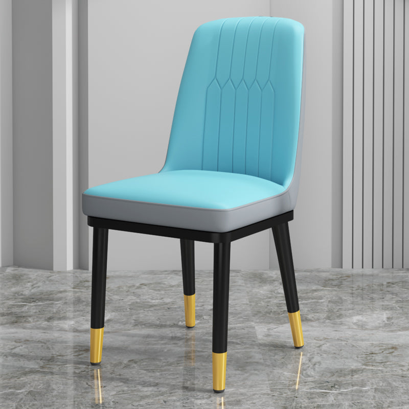Scandinavian Style Metal Dining Chair Dining Room Upholstered Parsons Armless Chair