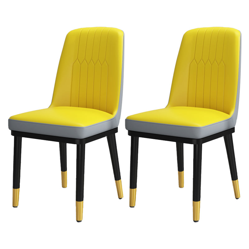 Scandinavian Style Metal Dining Chair Dining Room Upholstered Parsons Armless Chair