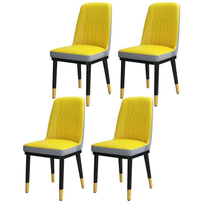 Scandinavian Style Metal Dining Chair Dining Room Upholstered Parsons Armless Chair