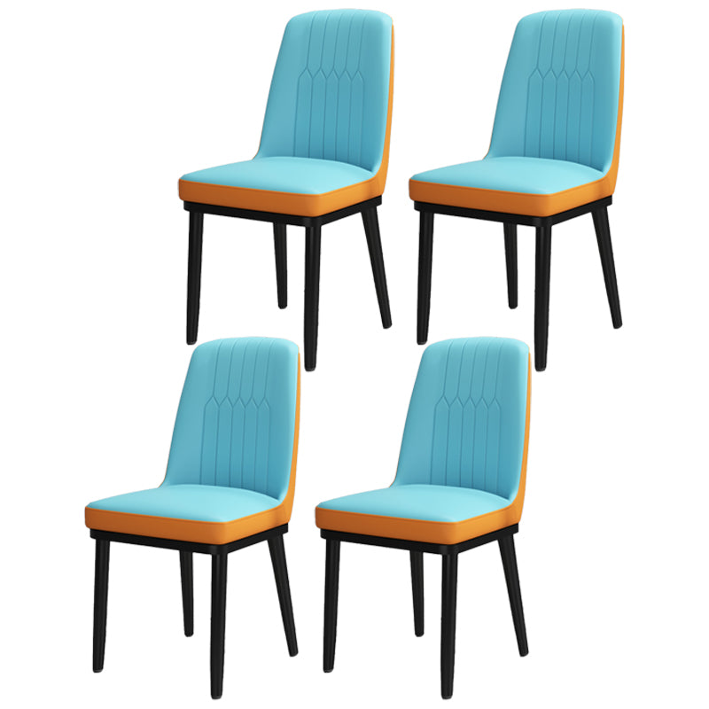 Scandinavian Style Metal Dining Chair Dining Room Upholstered Parsons Armless Chair