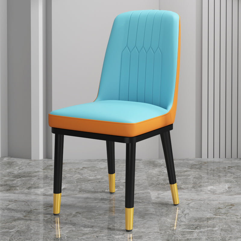 Scandinavian Style Metal Dining Chair Dining Room Upholstered Parsons Armless Chair